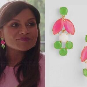 Kate Spade NY 14K Filled Marquee Chandelier Earrings in FLO PINK NEON GREEN
